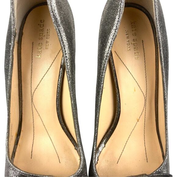 Kate spade New York Bronze Open Toe Glitter Sparkle Heels Pumps with Bow US 6M - Picture 7 of 12